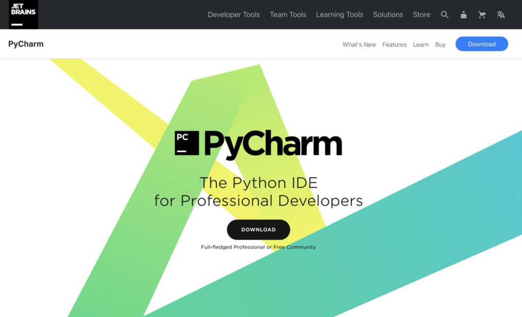 Giao diện trang chủ của PyCharm tại JetBrains