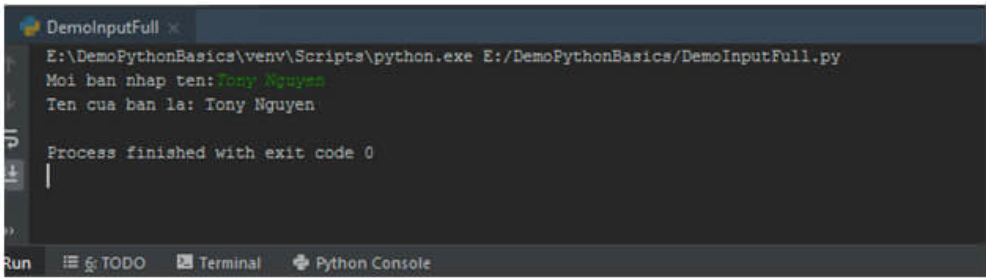 Kết quả chạy thử nghiệm File Python bằng PyCharm